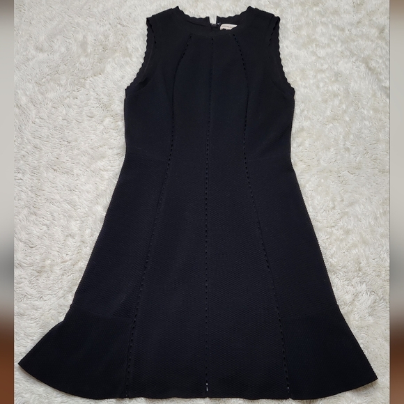 Rebecca Taylor Diamond Texture Fit Flare Dress Black Sz 10 - Picture 3 of 10